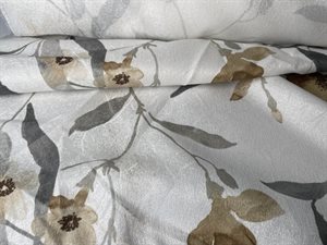 Gardinstof - enkle lette brune blomster